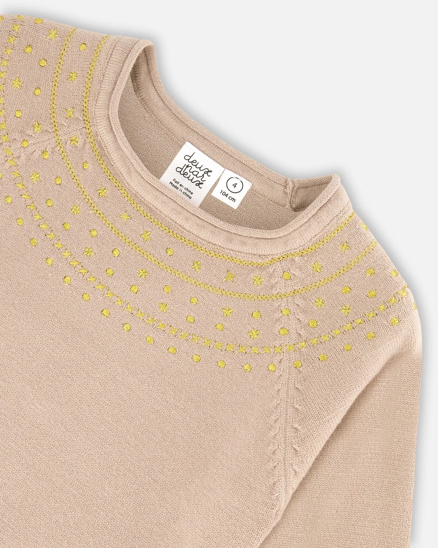 3/4 Sleeve Knitted Sweater Gold Beige