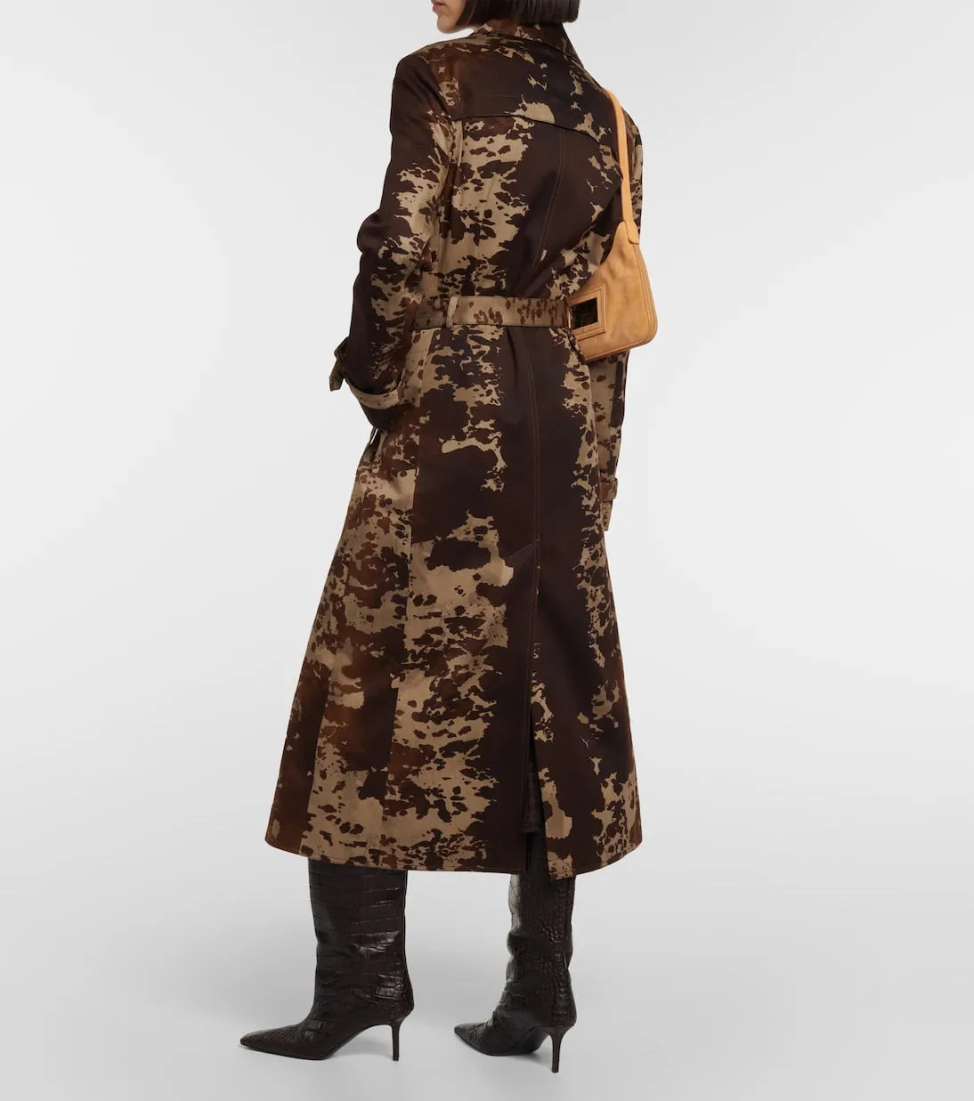 Acne Studios Cotton Cow Print Trench Coat, Brown