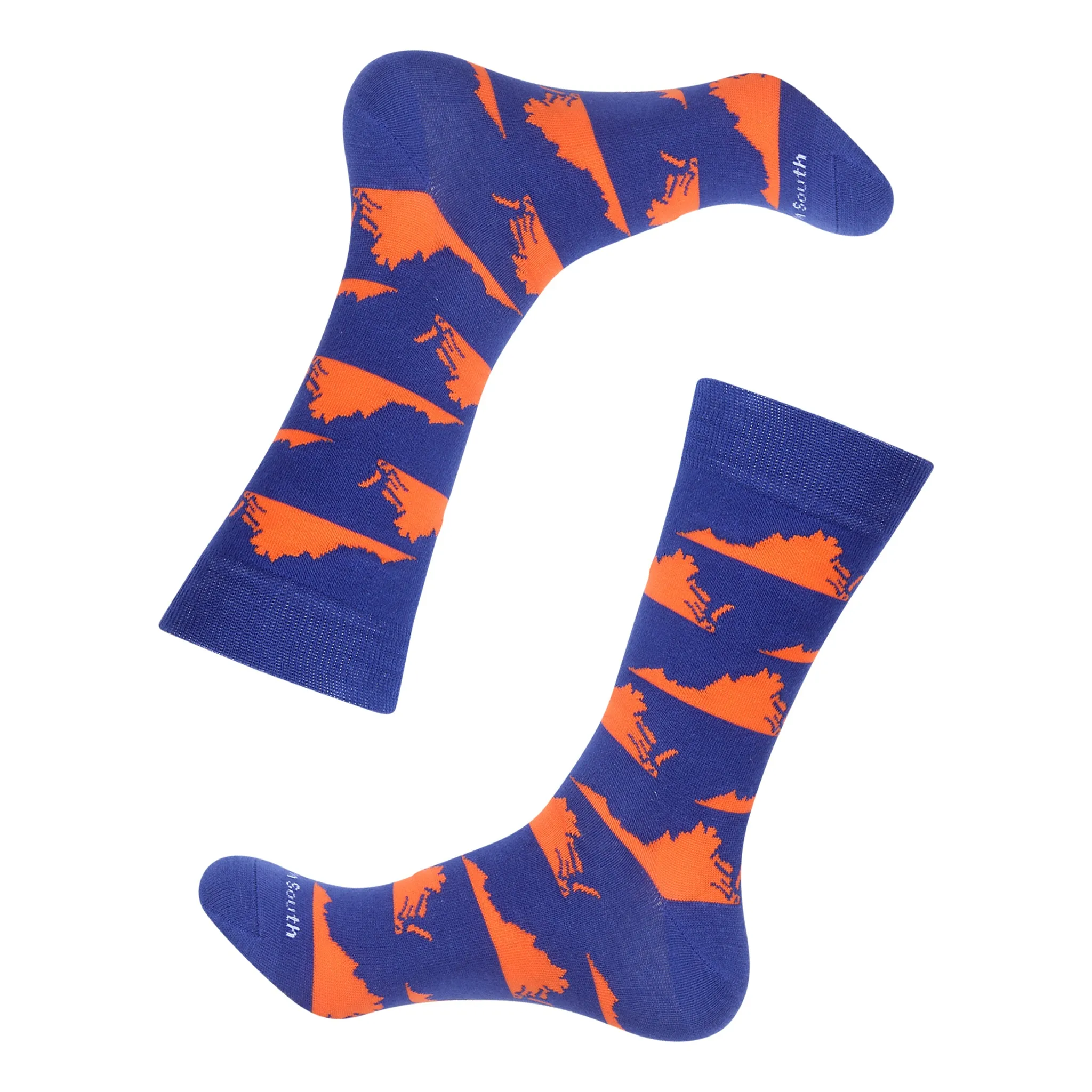 Blue/Orange Virginia Shape Socks