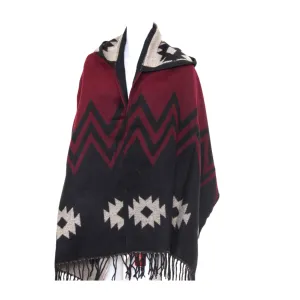 Bohemian Blanket Poncho Hoodie Cape Shawl Wrap