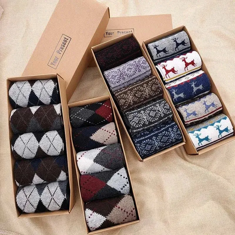 Box Gift Fashion High Quality 5 Pairs/lot Casual Cotton Male Boy Socks Business Keep Warm Men's Socks