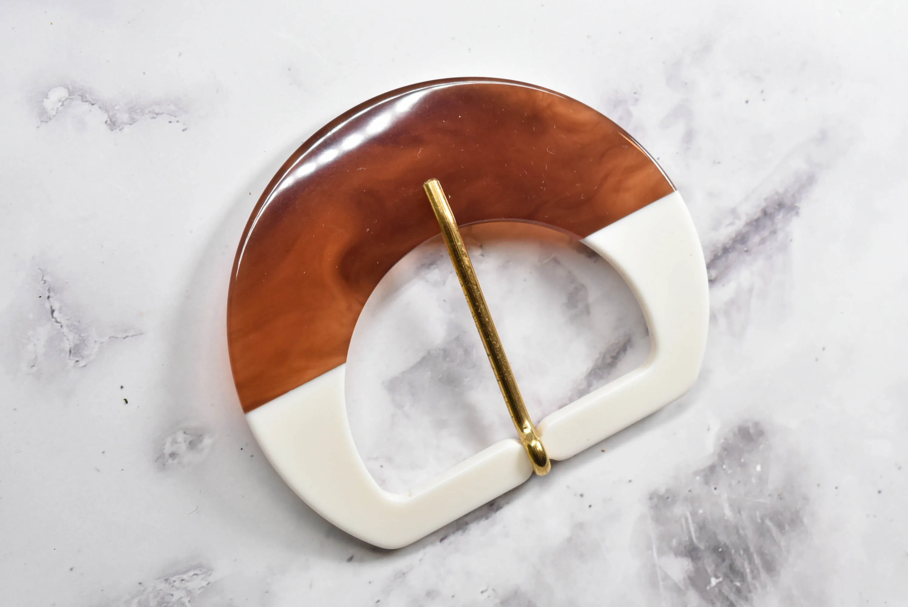 Classy White and Blonde Tortoise Belt Buckle 3.50"  - 1Piece