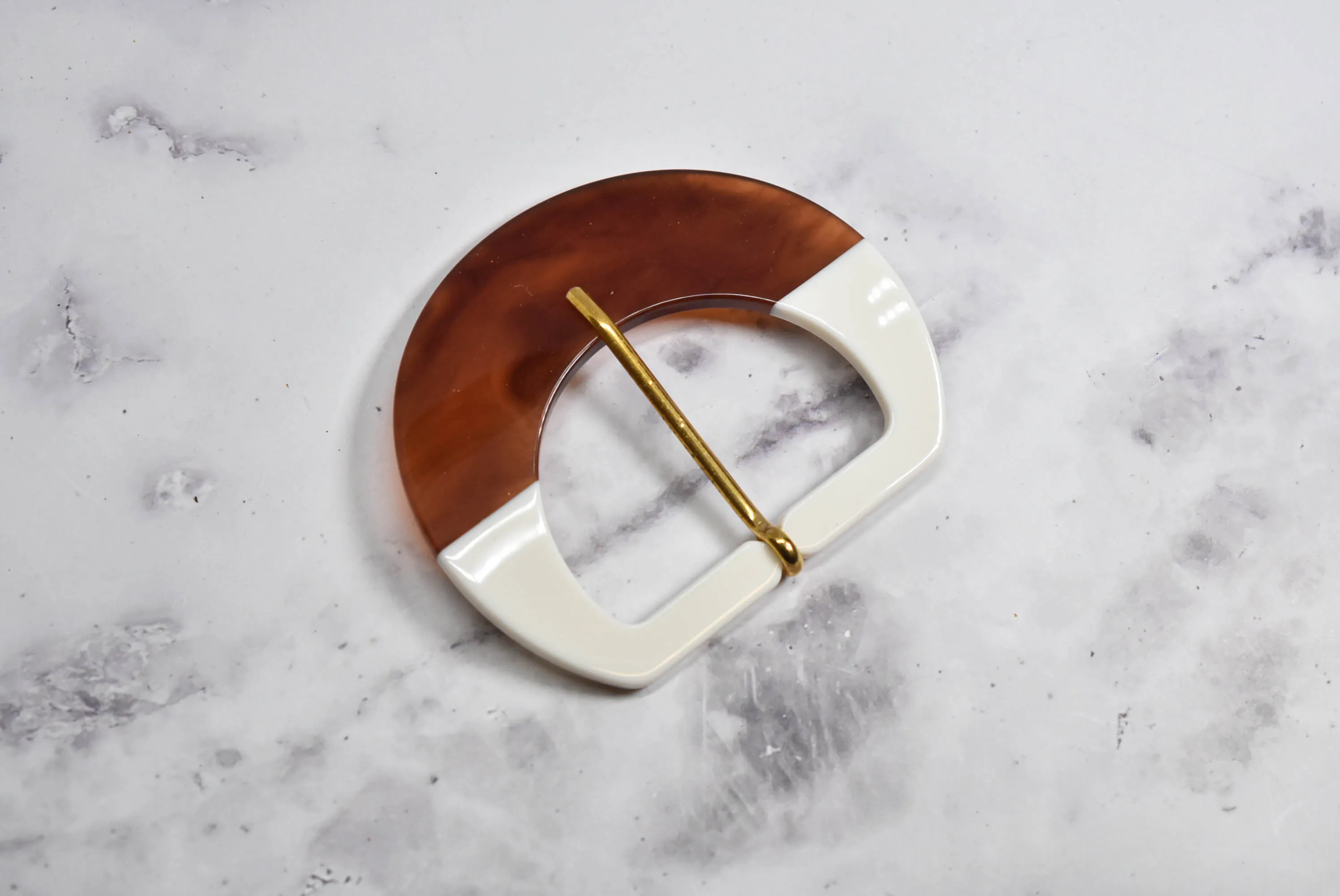 Classy White and Blonde Tortoise Belt Buckle 3.50"  - 1Piece