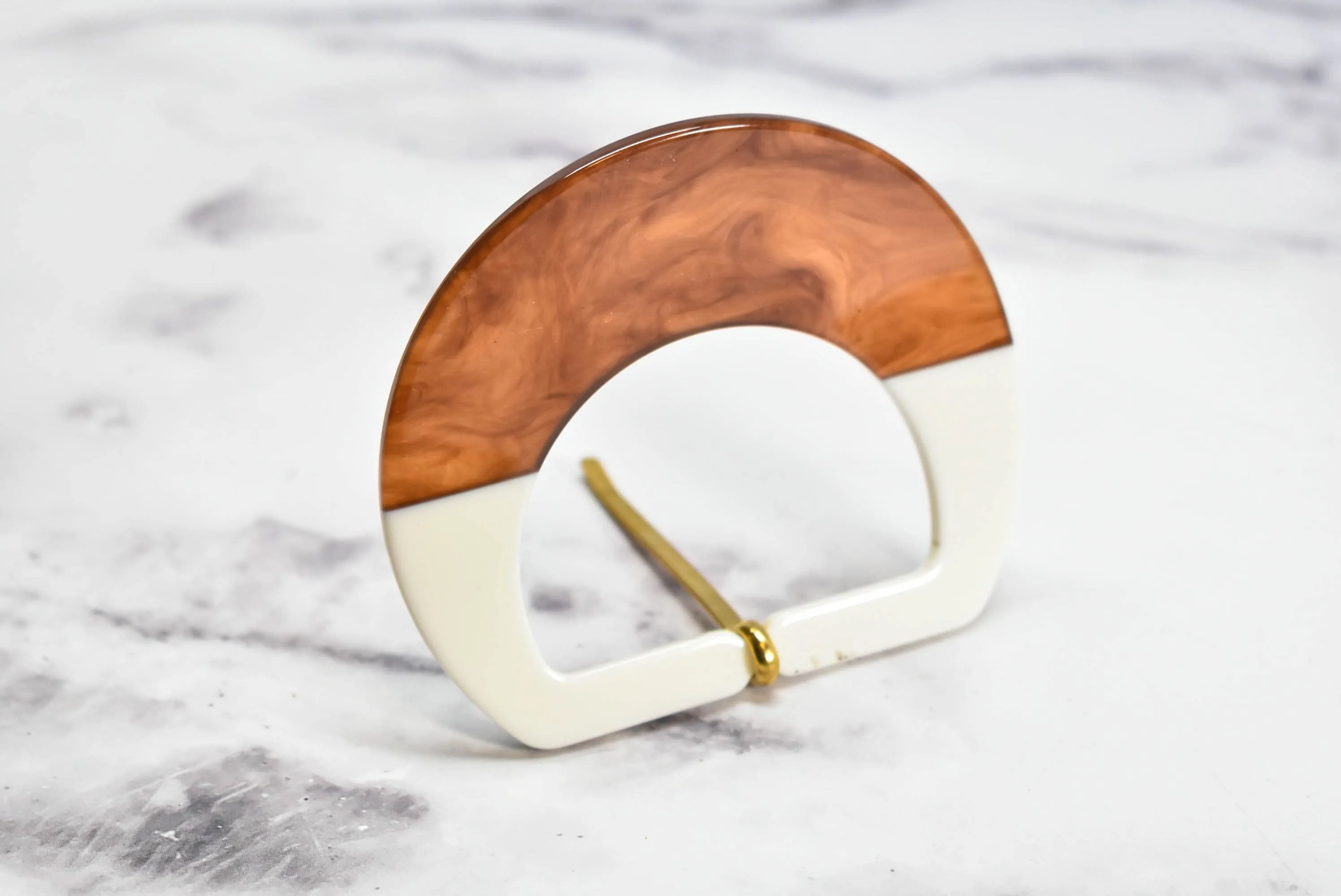 Classy White and Blonde Tortoise Belt Buckle 3.50"  - 1Piece