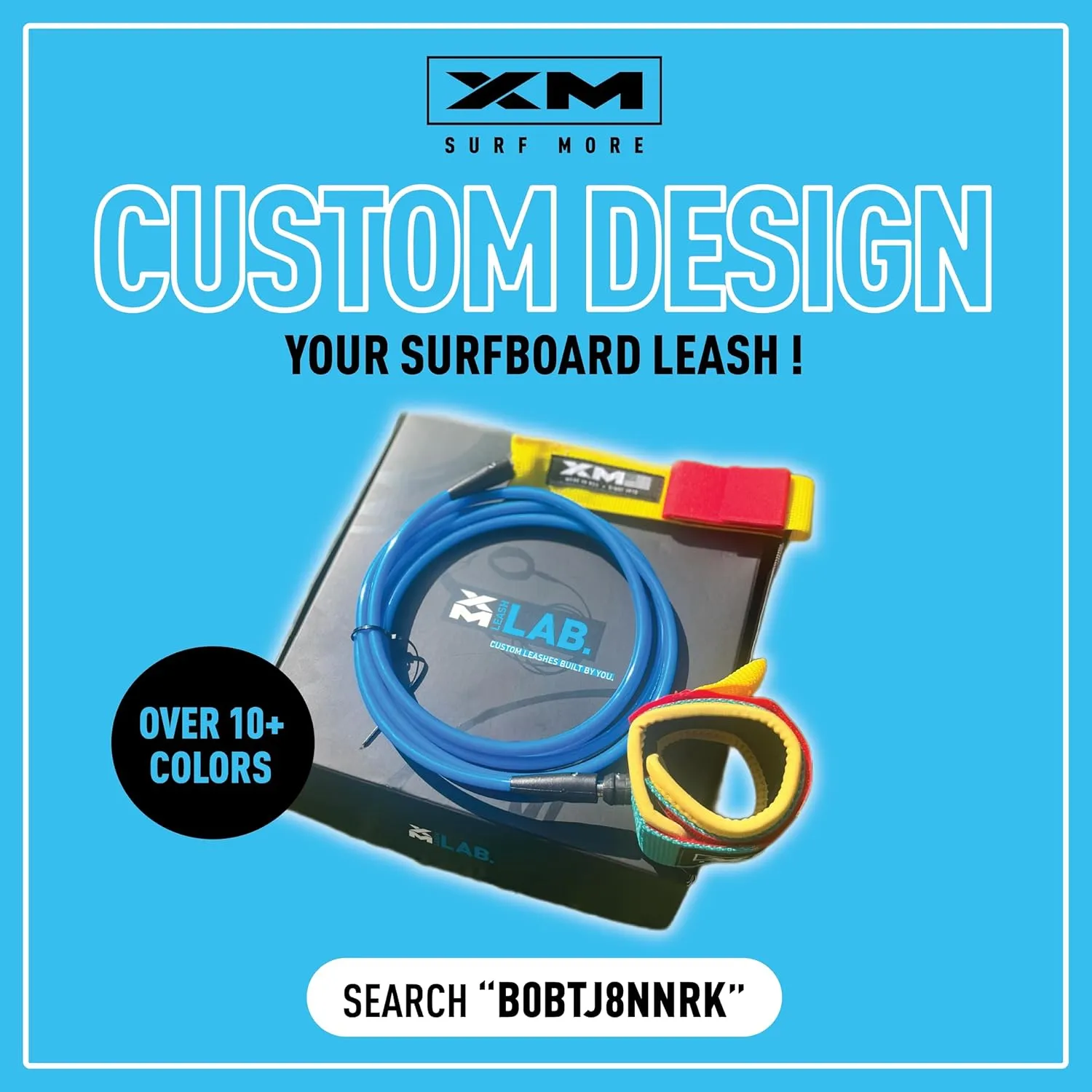 COMP Premium Surfboard Leash, Choose 5/6/7/8/9/10ft Length, Cord Thickness (.220 in.), Colors, Key Pocket, Unbreakable Swivels, Detachable Railsaver, Made in USA [3 Yr Warranty]