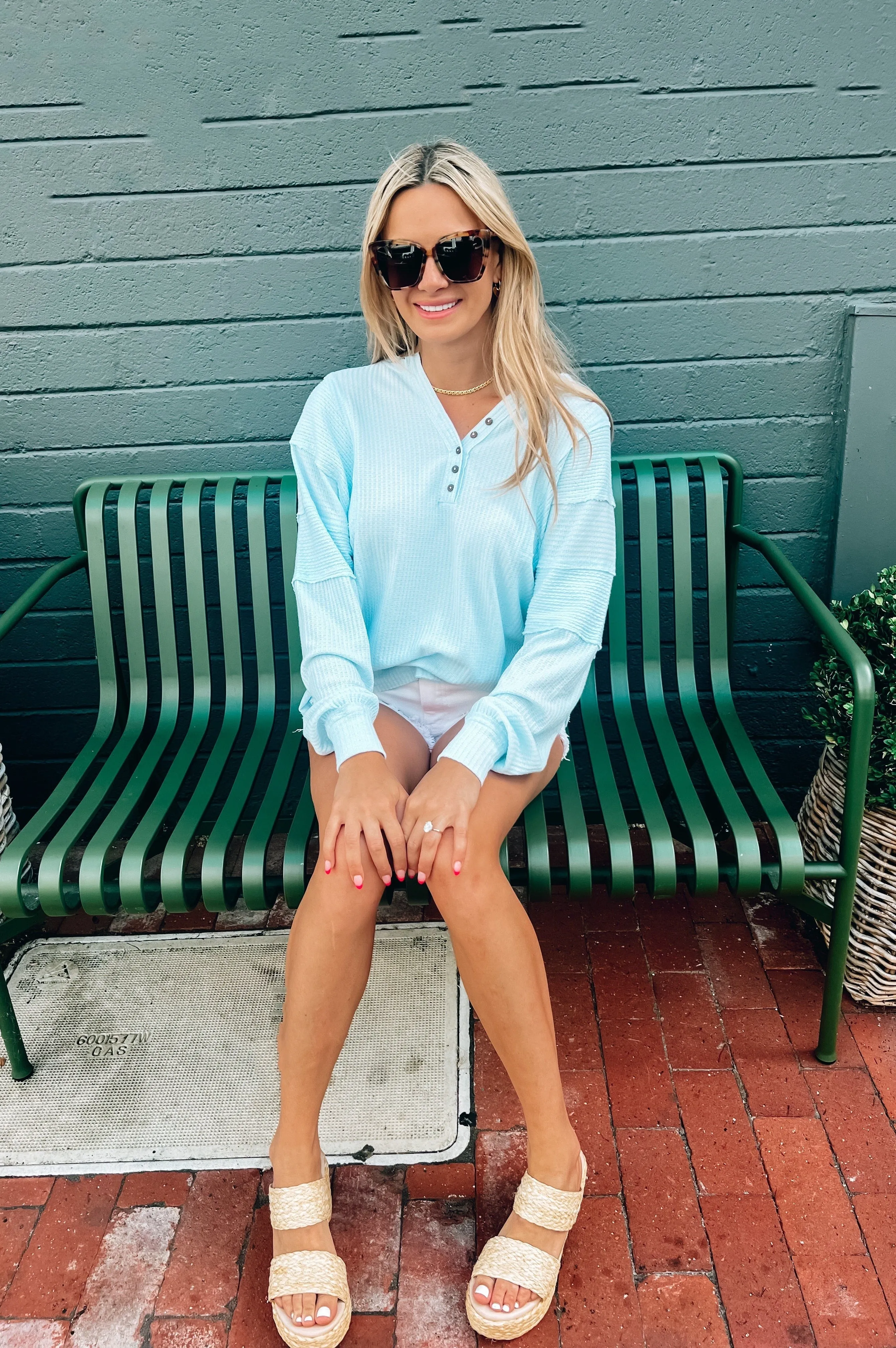 Cool Nights Button Top Blue