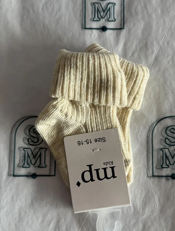 Cotton Rib Socks in Creme Melange