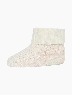 Cotton Rib Socks in Creme Melange