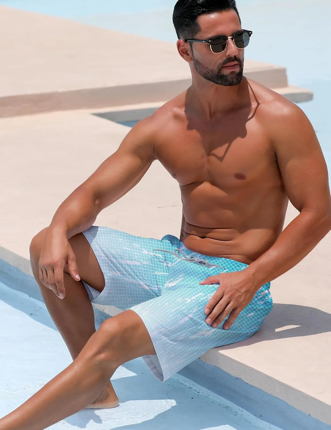 ELETOP Men's Swim Trunks Quick Dry Bathing Suit Swimming Board Shorts Mesh Lining Beach Swimwear