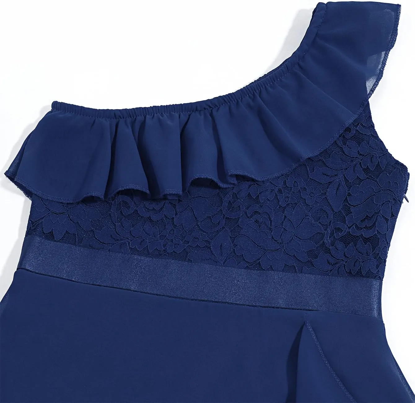Girls Dress Sweet & Cute Puff Sleeve Square Neck Ruffle Dot Ruffle Swing Dress 5-14