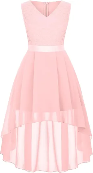 Girls Dress Sweet & Cute Puff Sleeve Square Neck Ruffle Dot Ruffle Swing Dress 5-14