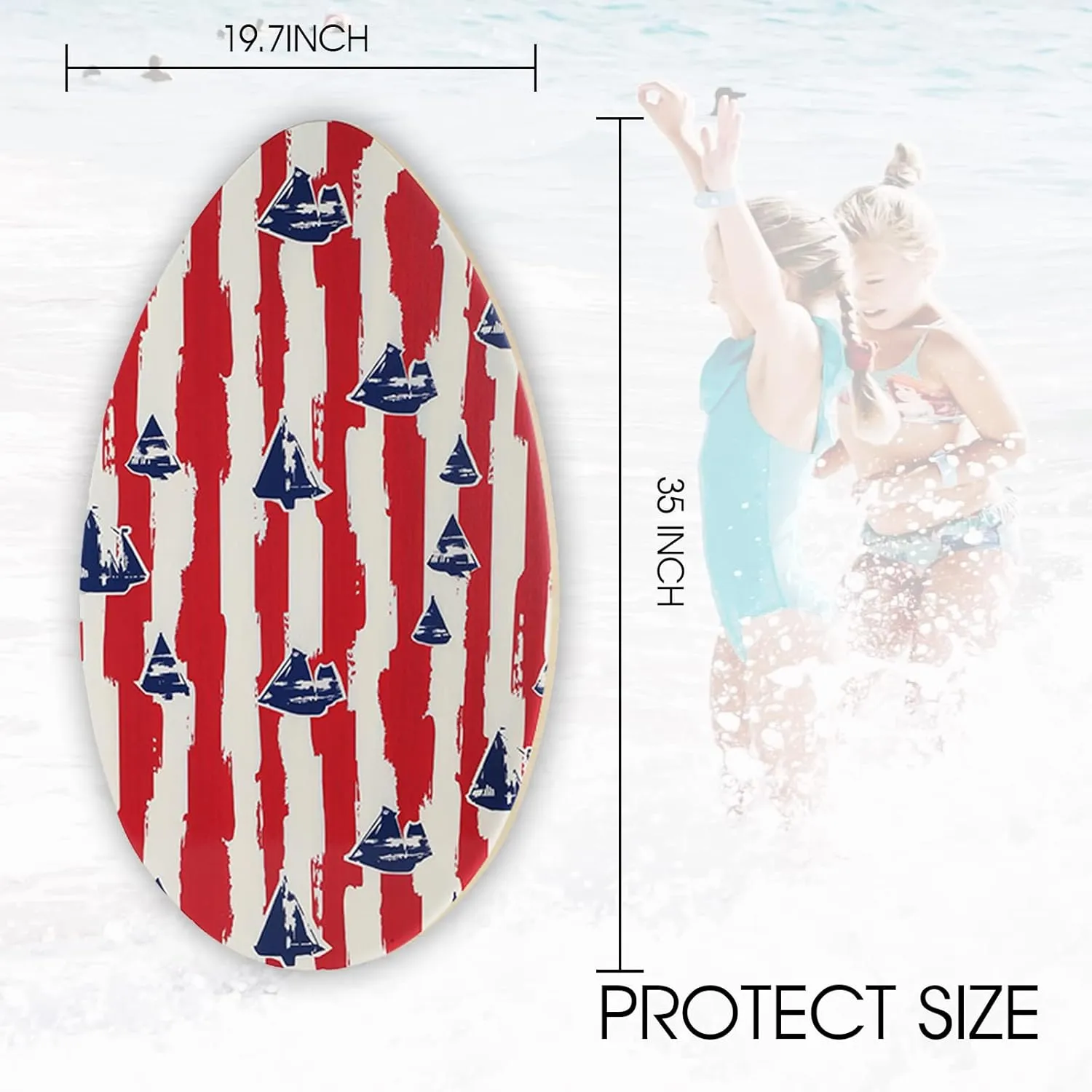 HQO LOVL 35 inch Skim Board for Kids Adults Wooden Skim Boards with High Gloss Coat for Beach Skimboards for Beginners