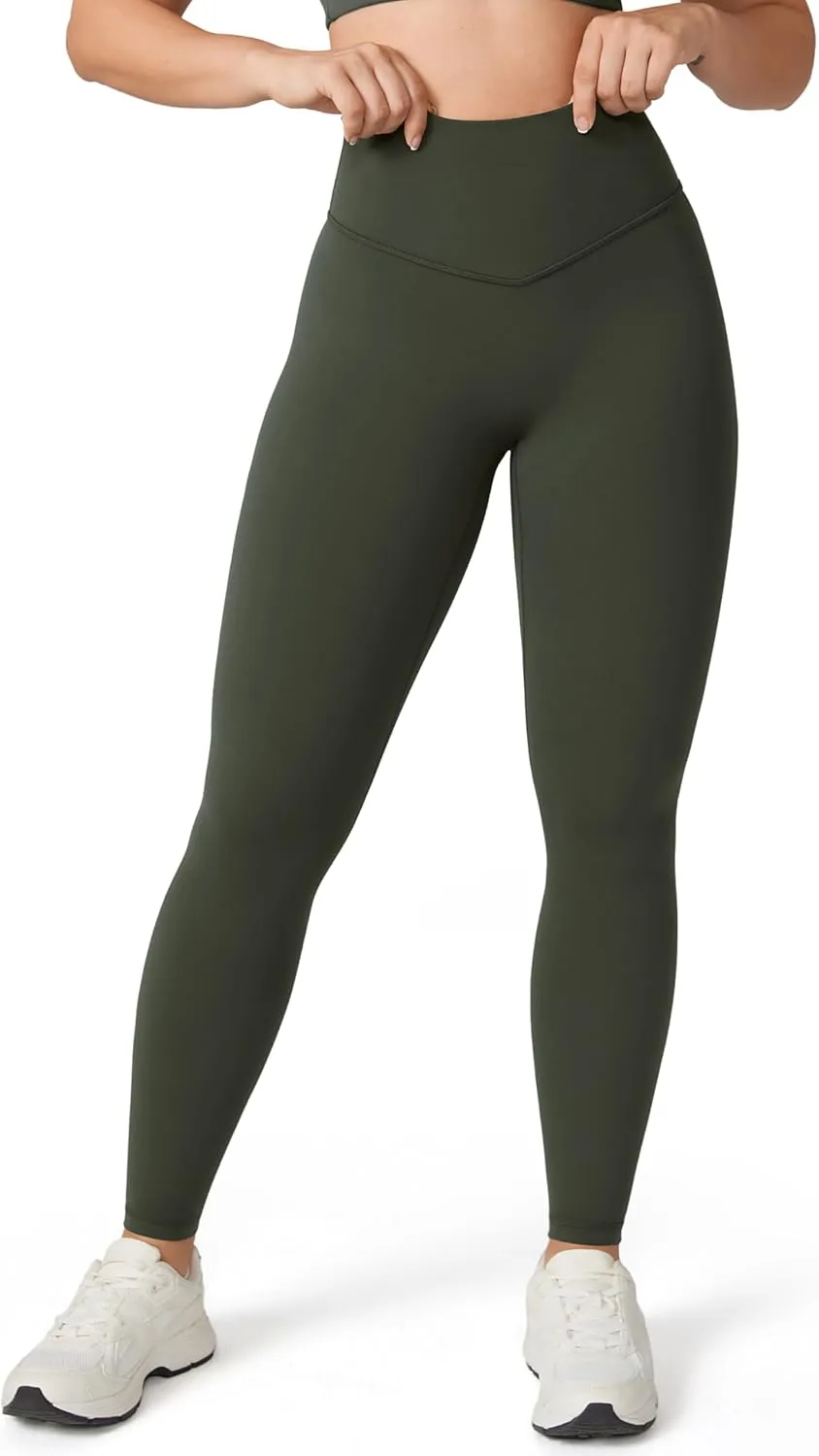Hugcurve No Front Seam Full Length High Waisted Workout Leggings for Women Buttery Yoga Pants Athletic Tights - 28''