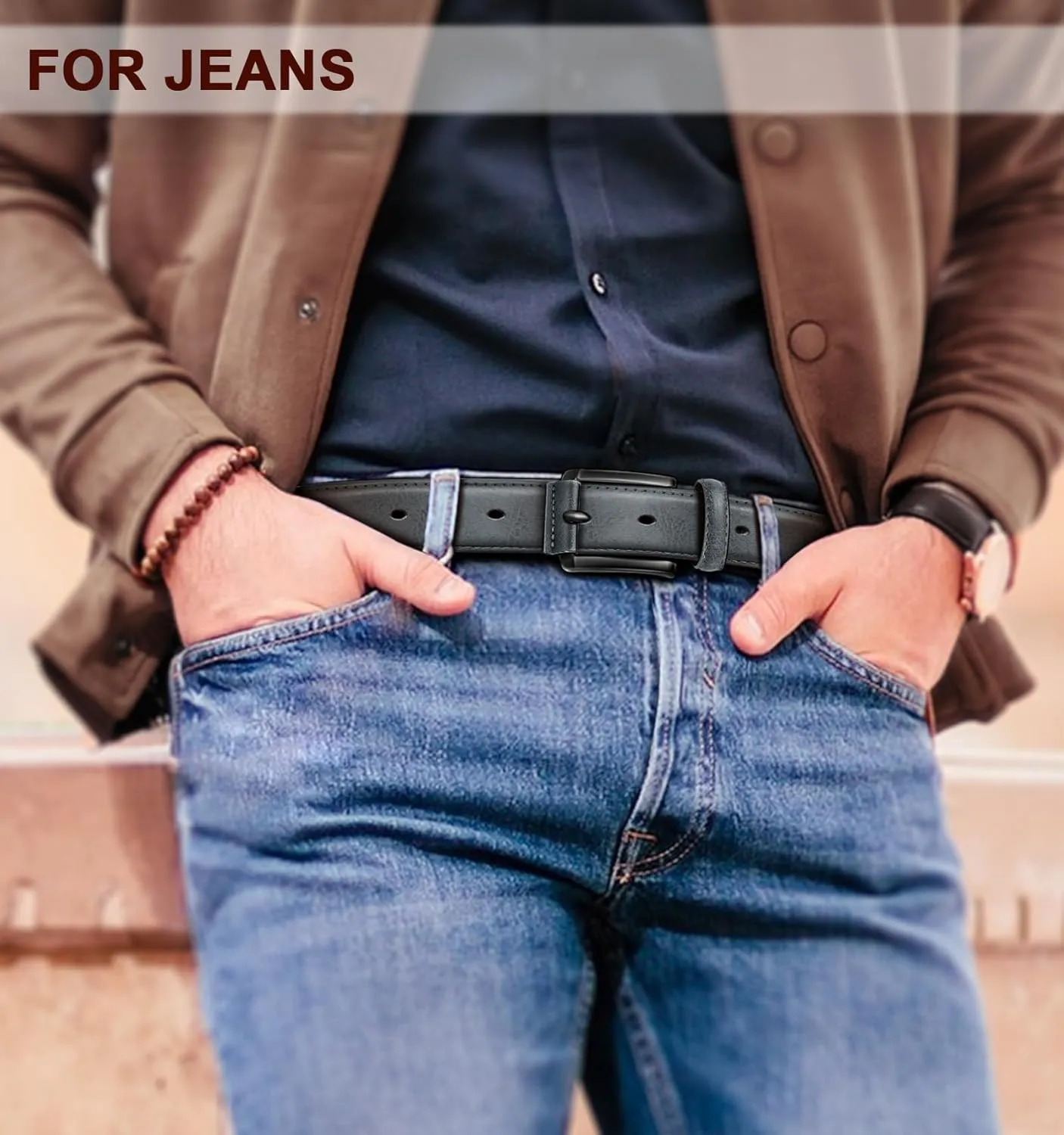 KEMISANT Men Belt 2Pack  Genuine Leather Belt for Men Dress Casual Golf Jeans 1 3/8"