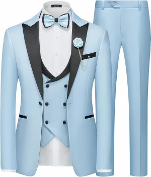 MAGE MALE Men's 3 Piece Suit One Button Slim Fit Formal Wedding Prom Tuxedo Suits Party Dinner Blazer Vest Pants Set