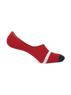 Men Red & Anthra Melange Cotton Blend No Show Socks - Pack Of 2 - Underjeans By Spykar
