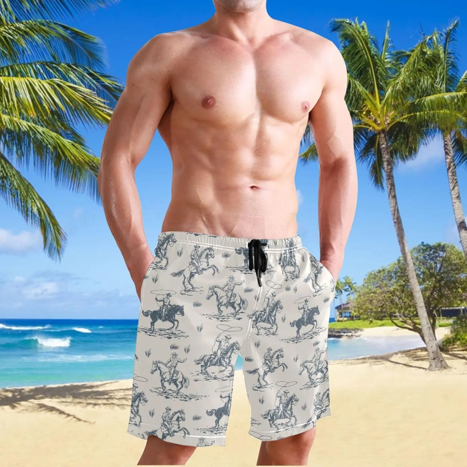 Men's Swim Trunks Board Shorts Quick Dry Swimsuit Swimwear Holiday Party Bathing Suit