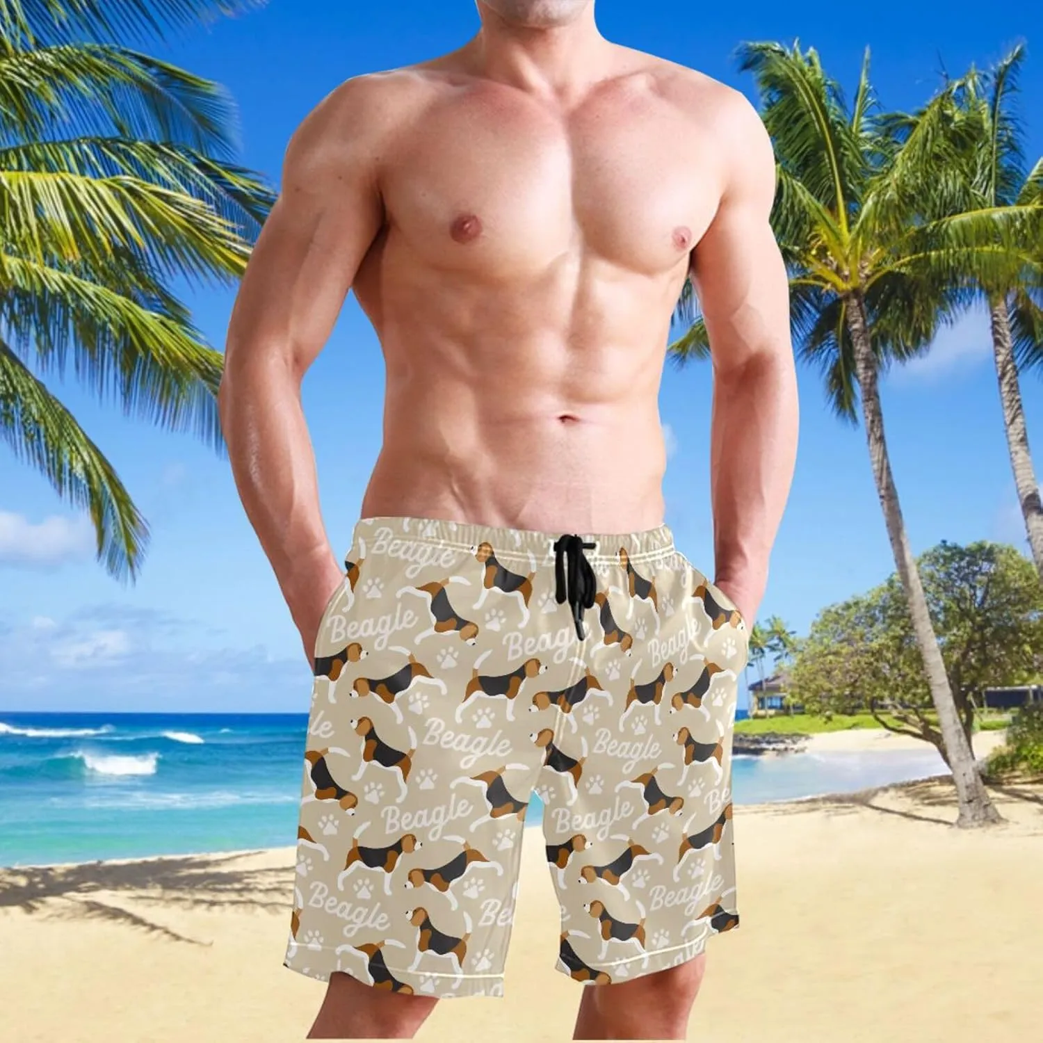 Men's Swim Trunks Board Shorts Quick Dry Swimsuit Swimwear Holiday Party Bathing Suit