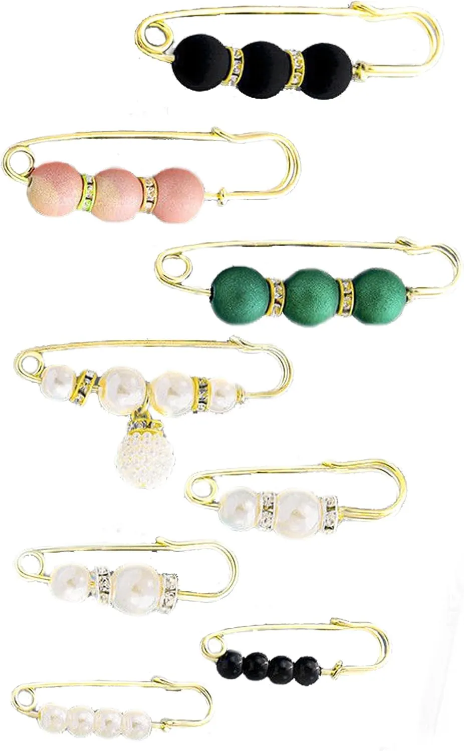 Pearl Brooch Pearl Scarf Brooch Sweater Shawl Waist Pants Extender Safety Pins Clip Double Faux Pearl Rhinestones Collar Brooches Dress skirt waist Scarf ClipPerfect for DIY Decoration and Design