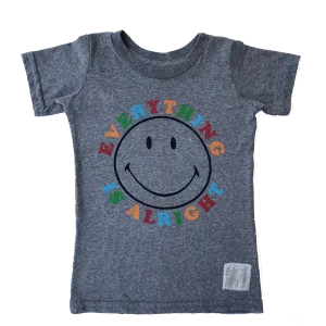 Retro Brand - Everything is Alright Smiley Tee in Heather Grey