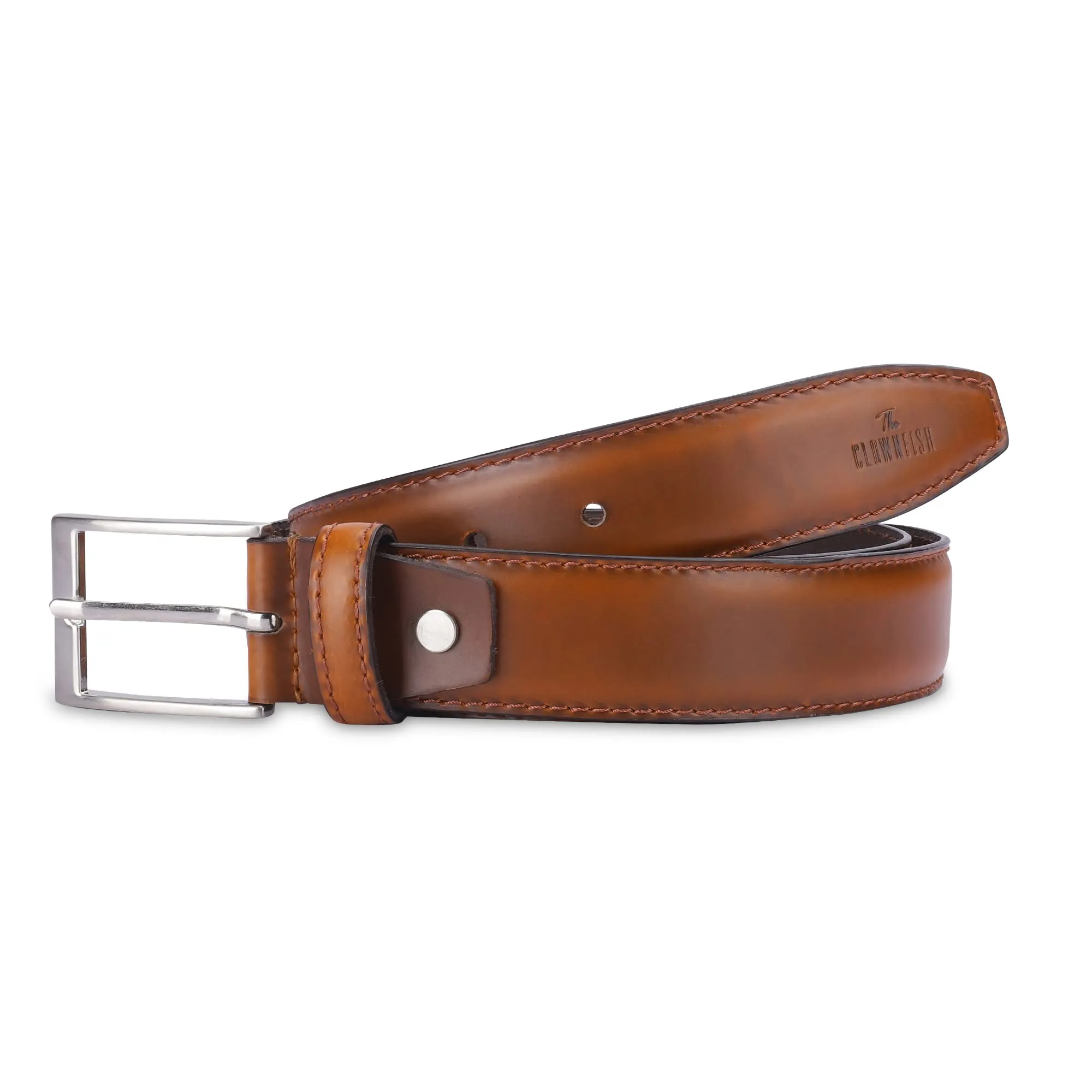 THE CLOWNFISH Men's Genuine Leather Belt - Tan (Size-32 inches)