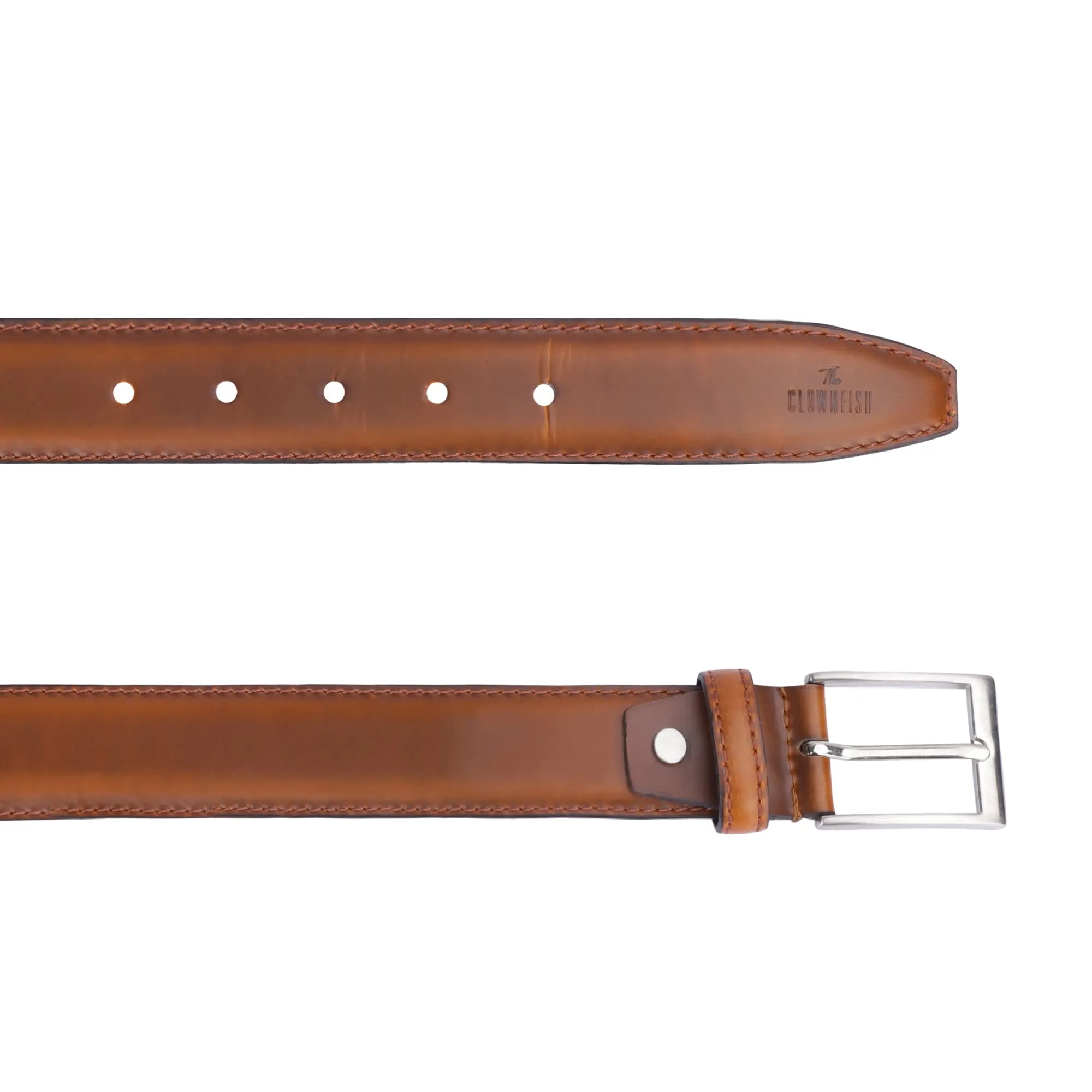 THE CLOWNFISH Men's Genuine Leather Belt - Tan (Size-32 inches)