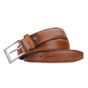 THE CLOWNFISH Men's Genuine Leather Belt - Tan (Size-32 inches)