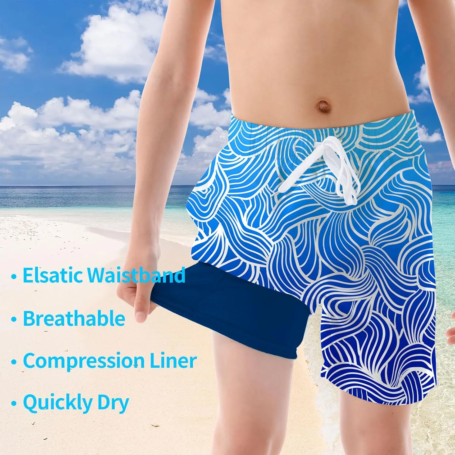 UNICOMIDEA Boys Swim Trunks Compression Liner Swimming Shorts Quick Dry Boxer Brief Swimwear 7-20 Years Bathing Suit