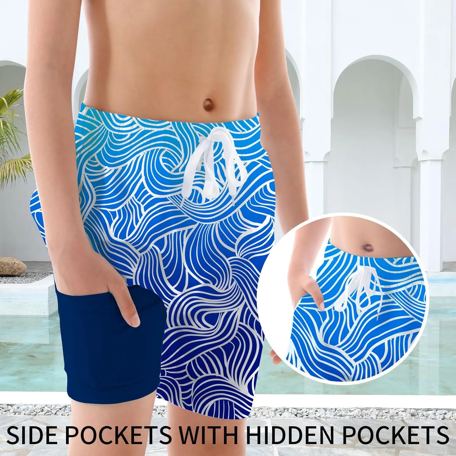 UNICOMIDEA Boys Swim Trunks Compression Liner Swimming Shorts Quick Dry Boxer Brief Swimwear 7-20 Years Bathing Suit