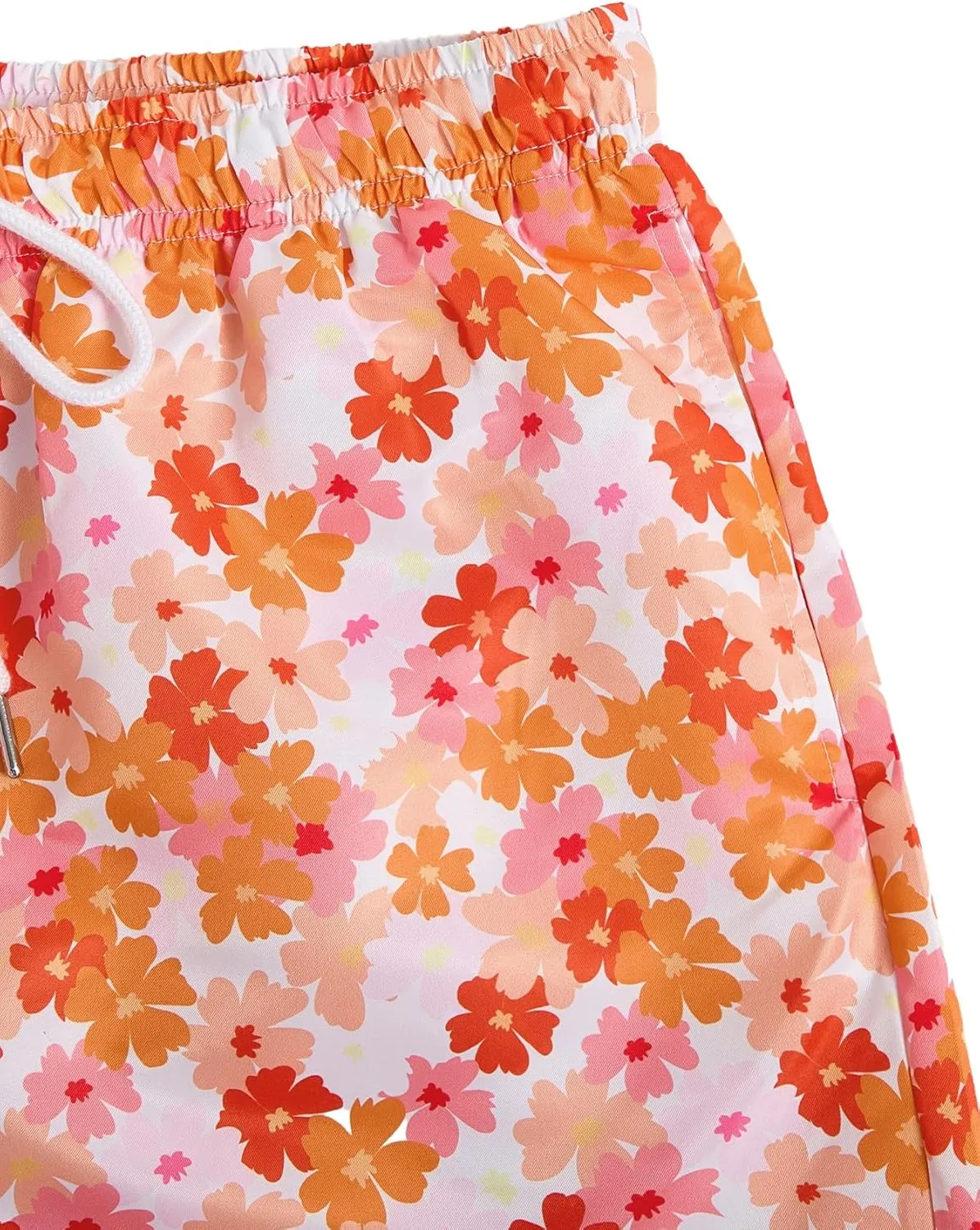 Verdusa Men's Floral Print Drawstring Elastic Waist Swim Trunks Summer Beach Shorts