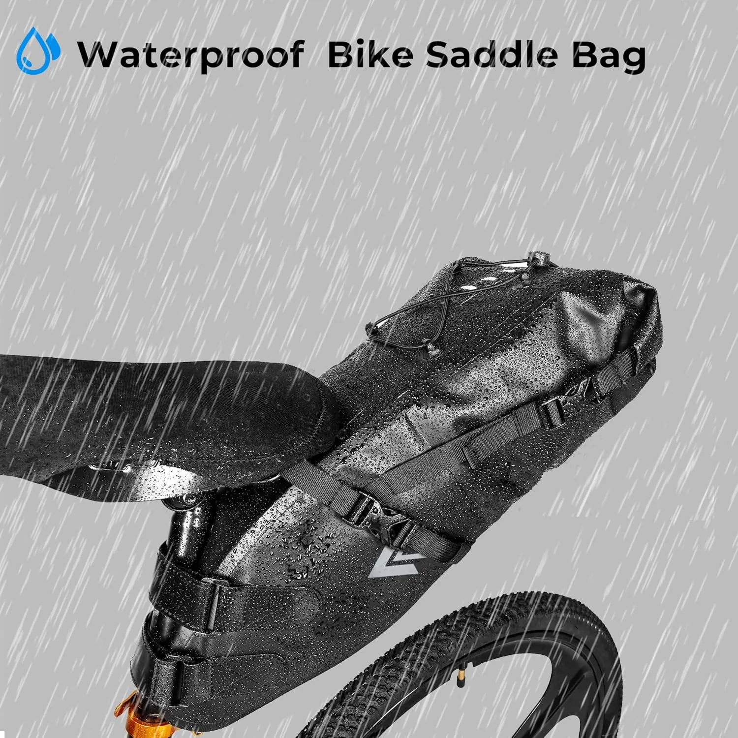 Waterproof Bicycle Saddle Bag - 13L Roll-Top Closure Cycling Bike Seat Bag Under Seat Storage Pack for Mountain Road Bike Travel (Black)