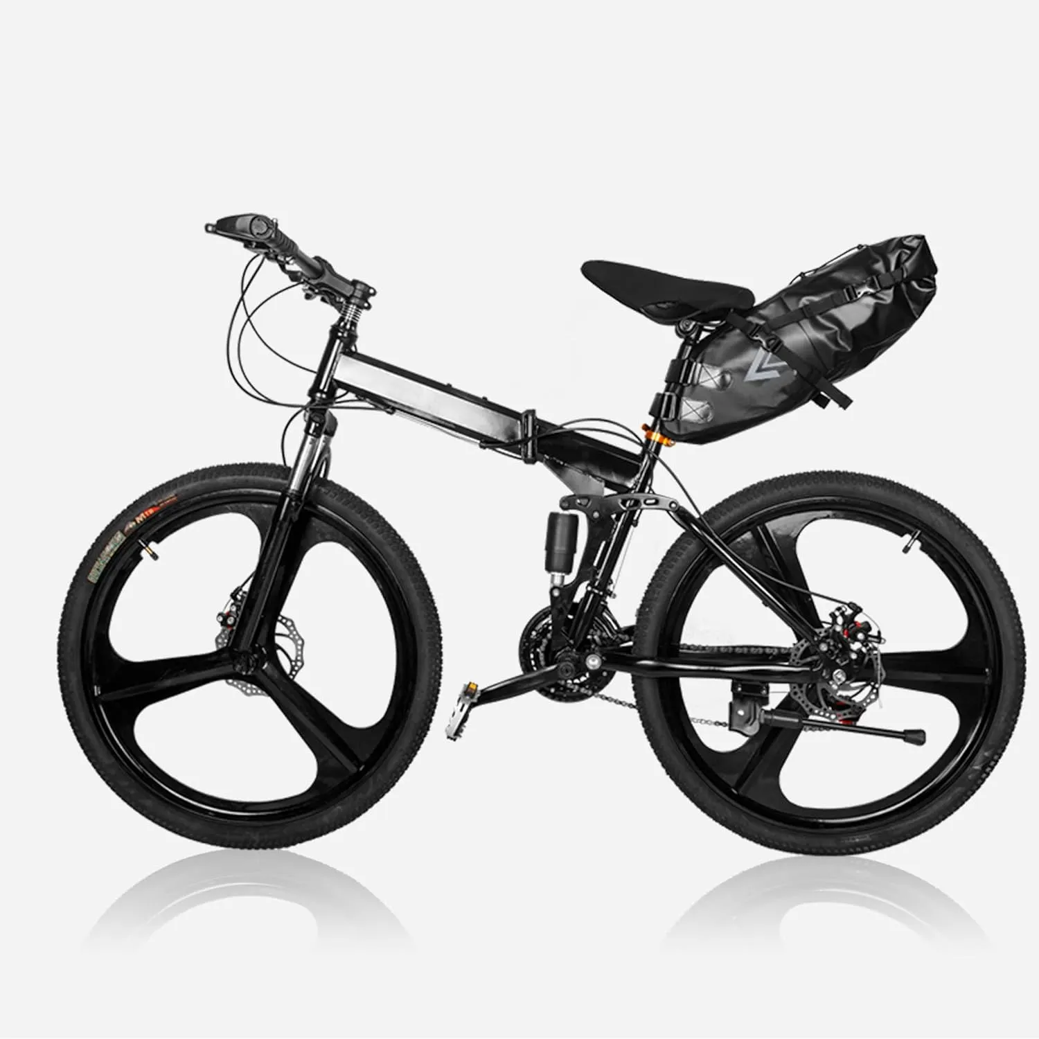 Waterproof Bicycle Saddle Bag - 13L Roll-Top Closure Cycling Bike Seat Bag Under Seat Storage Pack for Mountain Road Bike Travel (Black)