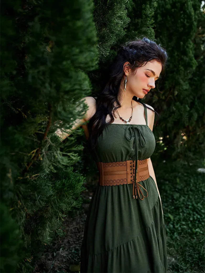 Women Hollow Lace-up Belt Ladies Stretchy Waist Belt