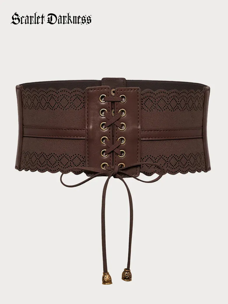 Women Hollow Lace-up Belt Ladies Stretchy Waist Belt