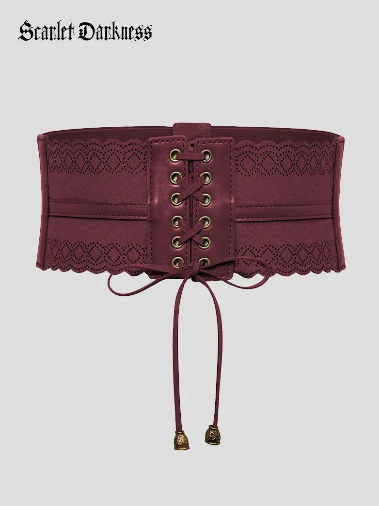 Women Hollow Lace-up Belt Ladies Stretchy Waist Belt