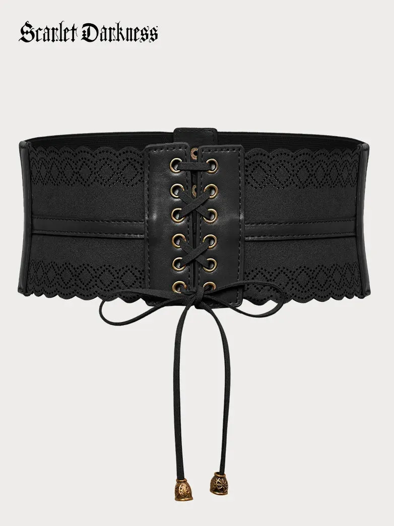 Women Hollow Lace-up Belt Ladies Stretchy Waist Belt