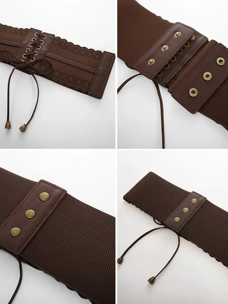 Women Hollow Lace-up Belt Ladies Stretchy Waist Belt