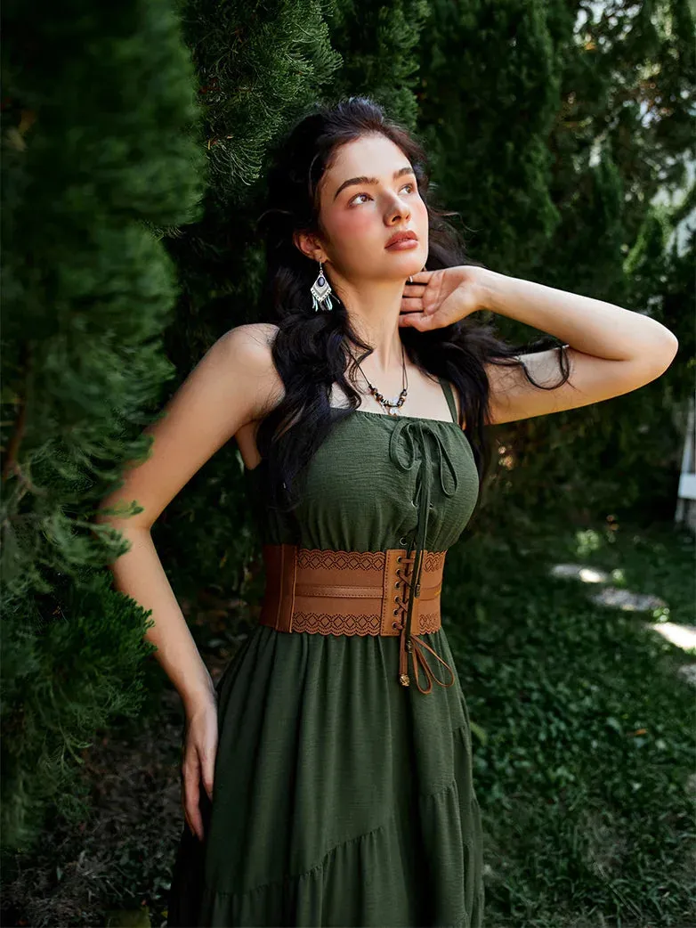 Women Hollow Lace-up Belt Ladies Stretchy Waist Belt